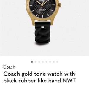 Coach Gold and Black Men’s Watch with Chain-Link Strap